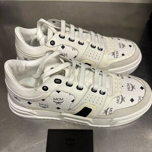 MCM Logo Lace Up Sneakers White NEW!! Perforated Size 43 EU 100% Authentic